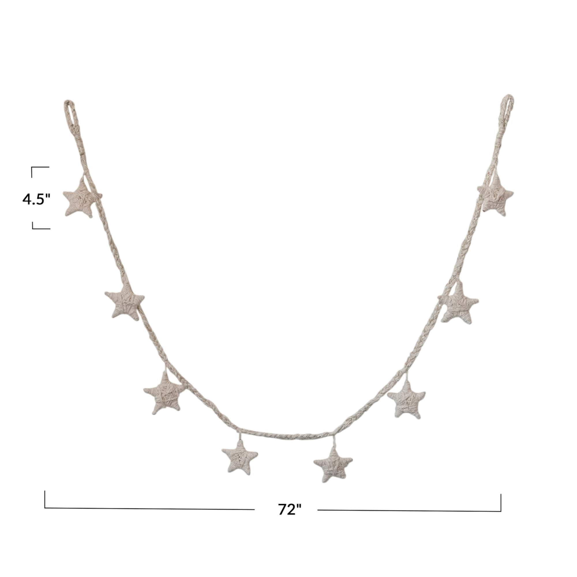 Hello Honey® 6ft. Natural Handmade Cotton Blend Star Garland